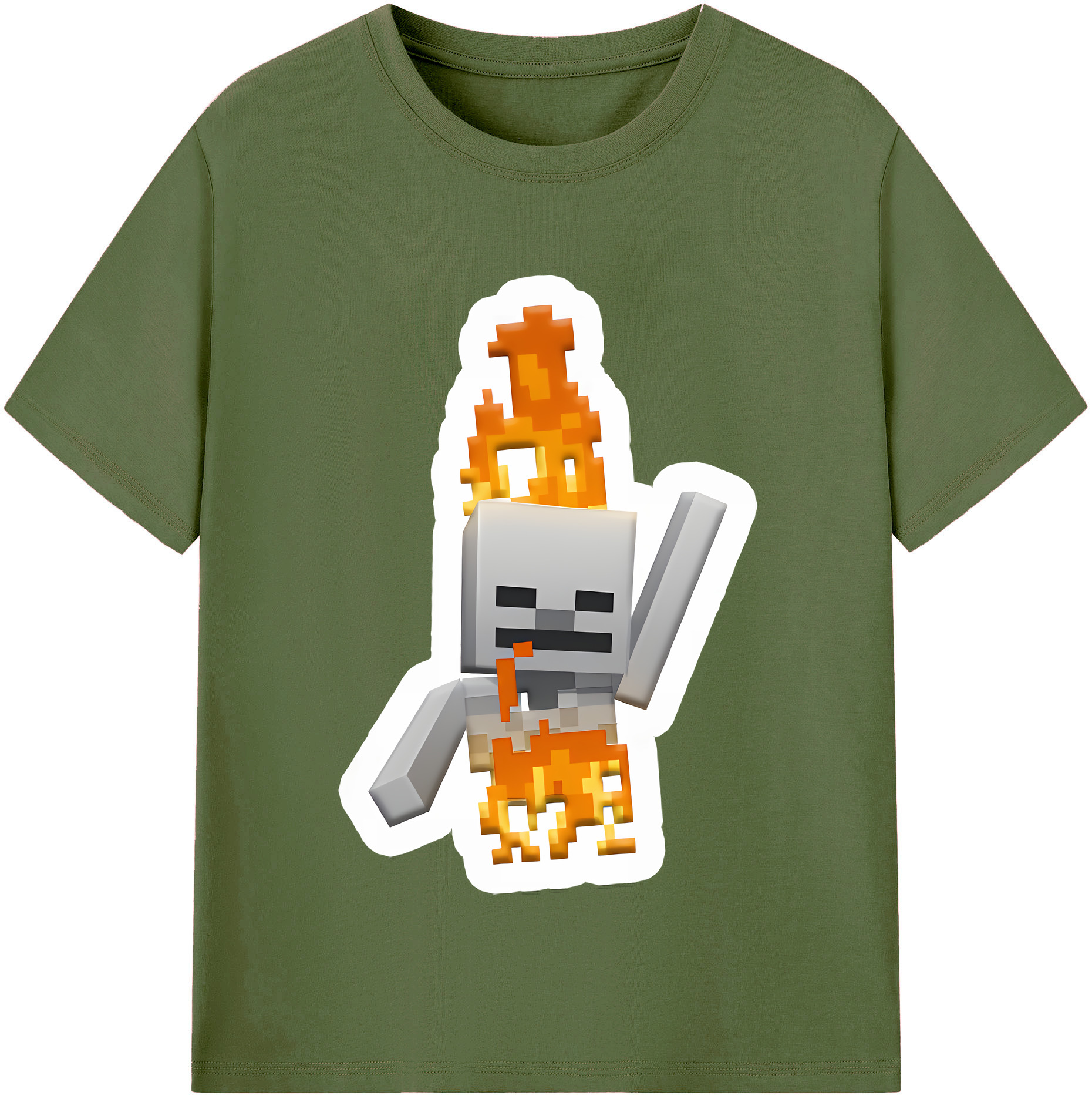 （画像用） マインクラフト ブロックの世界 Minecraft MC Block world 綿100％半袖Tシャツ（フロントプリント）
